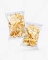 Clear Plastic Snack Bags with Potato Chips Mockup