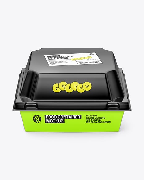 Paper Food Box with Glossy Plastic Lid Mockup - Cookie packaging mockup