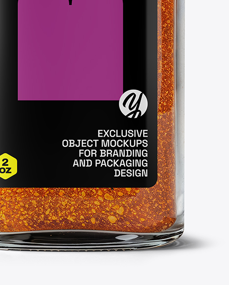 Square Glass Jar with Cayenne Pepper Mockup