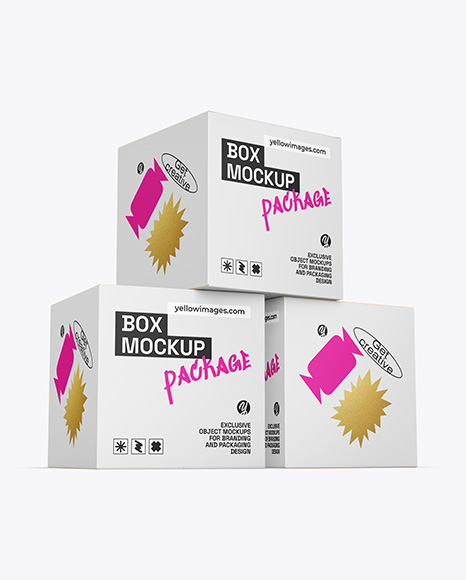 Three Paper Boxes Mockup