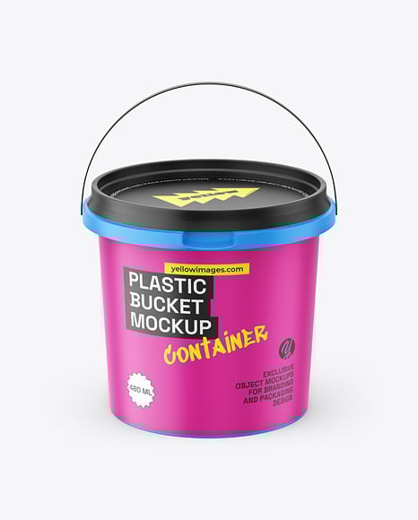 Matte Plastic Bucket with Handle Mockup - Box container