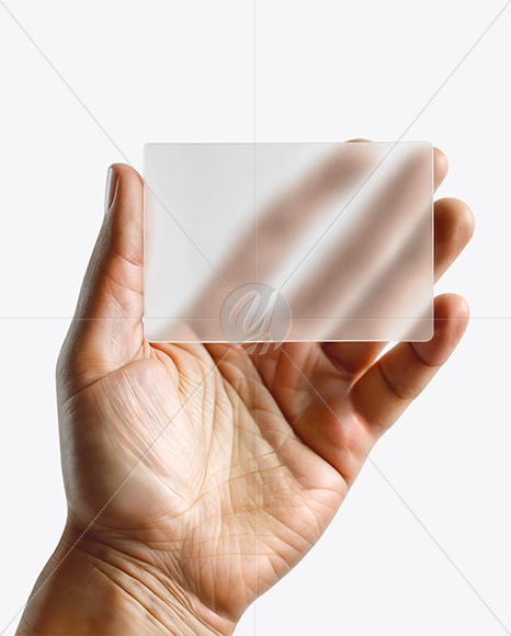 Semi-Transparent Business Card in a Hand Mockup