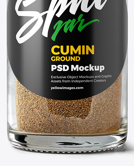 Clear Glass Jar with Ground Cumin Mockup