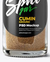 Clear Glass Jar with Ground Cumin Mockup