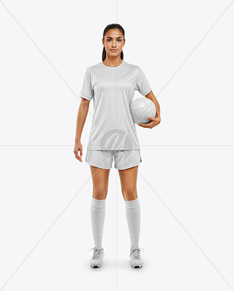 Woman Wearing Soccer Jersey and Shorts Mockup