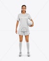 Woman Wearing Soccer Jersey and Shorts Mockup
