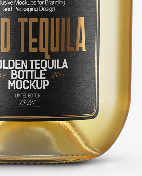 Golden Tequila Bottle Mockup