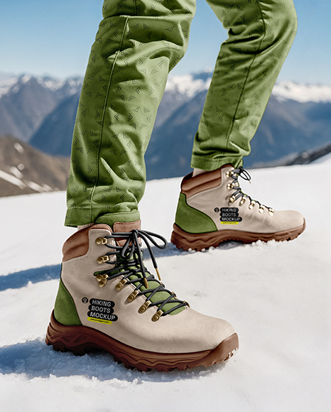 Pair of Hiking Boots on Woman's Legs Mockup - Premium PSD Mockups