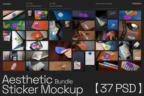 Aesthetic Sticker Mockup Bundle - Product Mockups