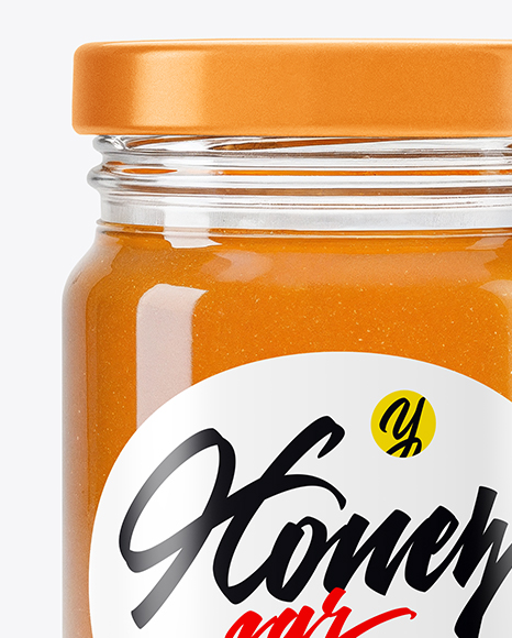 Clear Glass Jar with Linden Honey Mockup
