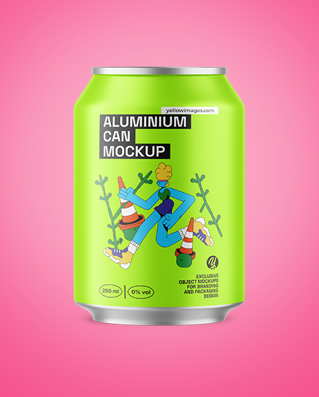 250ml Matte Aluminium Drink Can Mockup