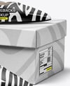 Pair of Glossy Slingbacks on Shoe Box Mockup