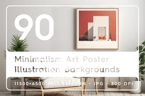 90 Minimalism Art Poster Illustration Backgrounds - Design Elements