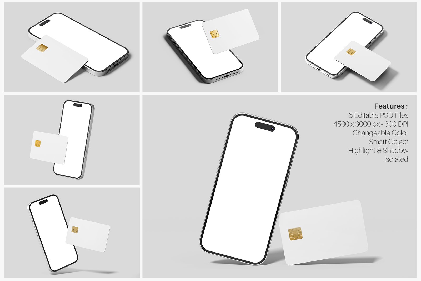 ATM Bank Card with iPhone 16 Mockup Set