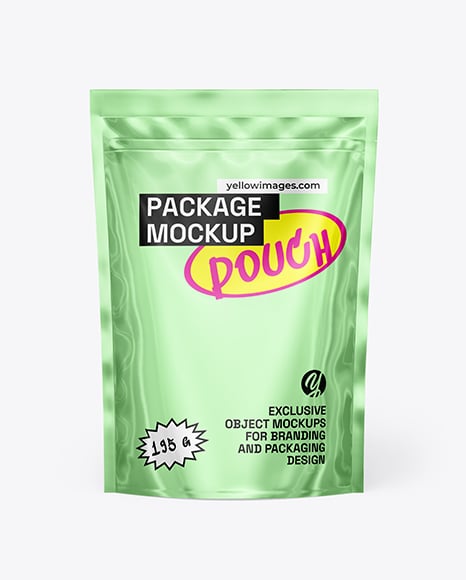 Glossy Metallic Pouch Mockup - Mylar bag mockup