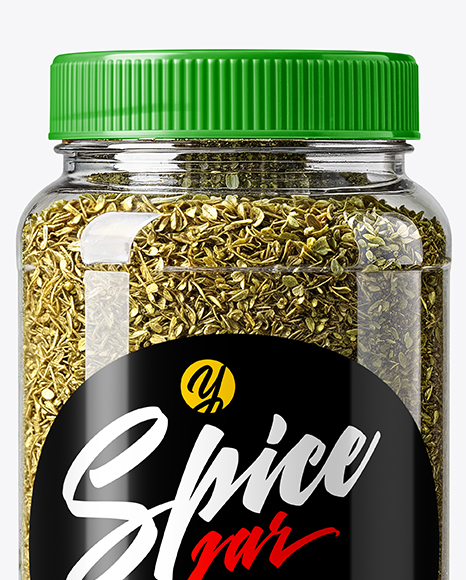 Plastic Spice Jar with Oregano Mockup