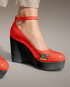 Woman Wearing Pants and Wedge Heels Mockup