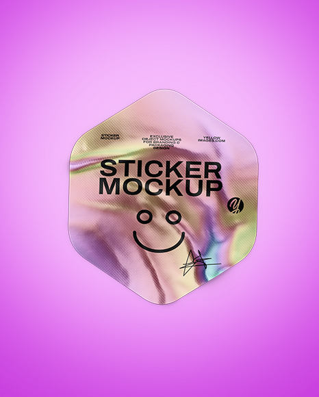 Iridiscent Hexagon Sticker Mockup