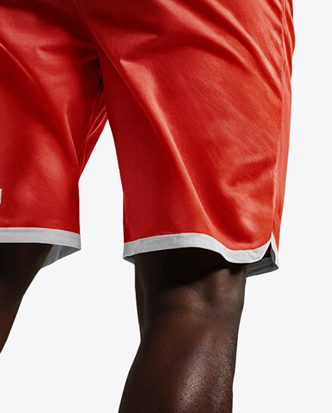 Basketball Player Wearing Jersey and Shorts Throwing Basketball Mockup