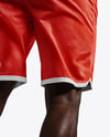 Basketball Player Wearing Jersey and Shorts Throwing Basketball Mockup