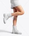 Combat Boots on Women's Legs with Skirt Mockup