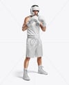 Man Wearing Boxing Kit with Jersey and Shorts Mockup