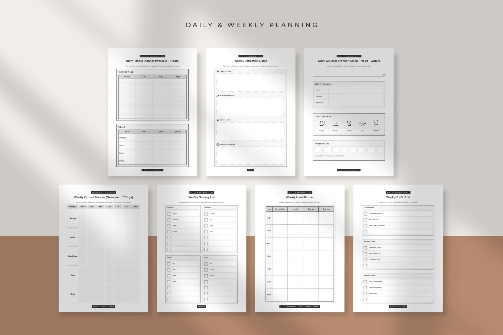 Health and Fitness Planner Bundle | Canva Templates