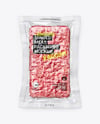 Clear Plastic Flow-Pack with Minced Meat Mockup