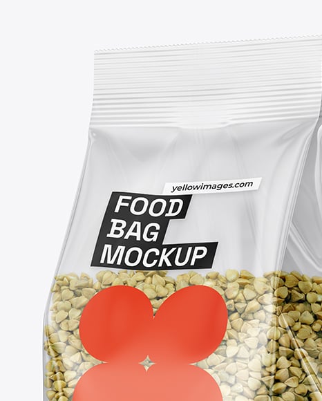 Transparent Package with Green Buckwheat Mockup