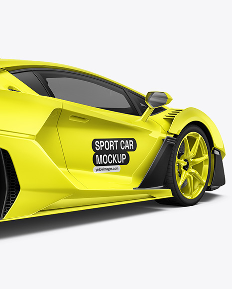 Sport Car Mockup - Back Half Side View