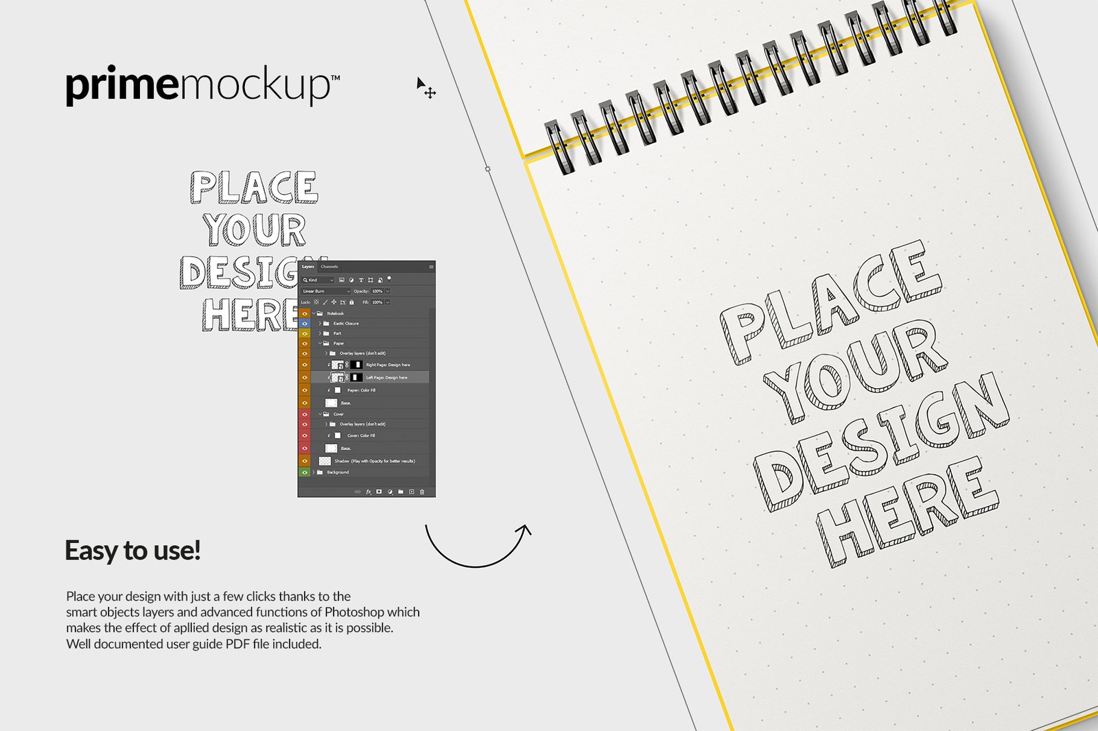 Spiral bound notebook mockup