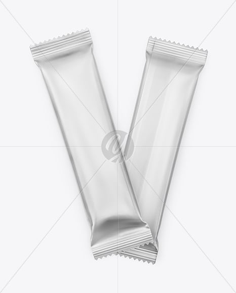 Two Matte Metallic Stick Sachets Mockup