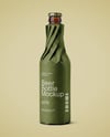 Beer Bottle in Paper Wrap Mockup