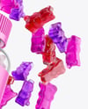 Plastic Bottle with Flying Gummies Mockup