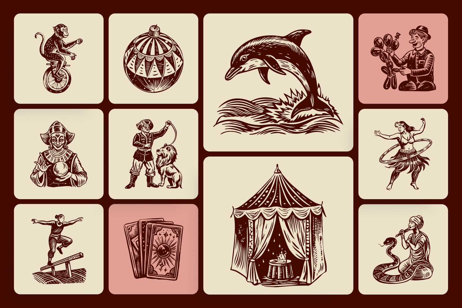 Vintage Circus Illustration Set