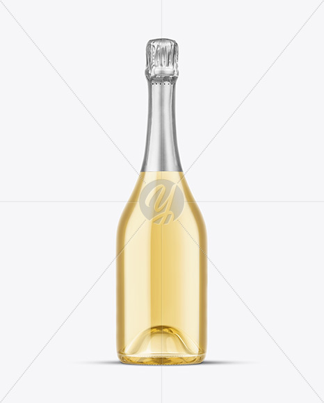 Clear Glass White Champagne Bottle Mockup