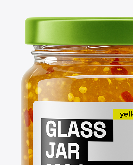 Clear Glass Jar with Hot Pepper Jelly Mockup