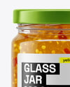 Clear Glass Jar with Hot Pepper Jelly Mockup