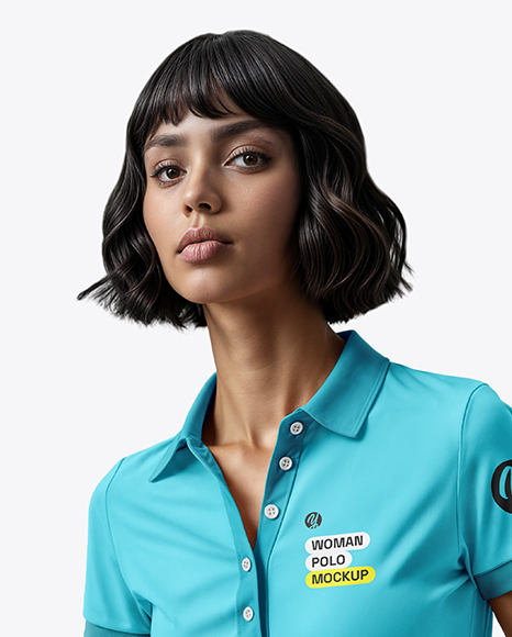 Young Woman Wearing Polo Shirt and Jeans Mockup