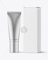 Metallic Cosmetic Tube with Box Mockup