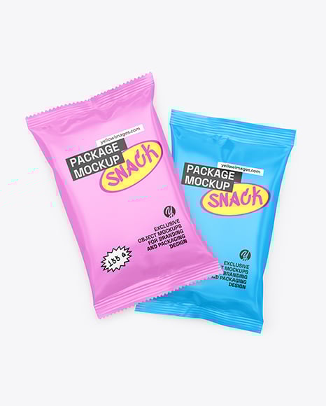 Two Matte Snack Packages Mockup