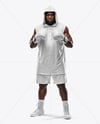 Black Man Wearing Boxing Sleeveless Hooded Shirt and Shorts Mockup