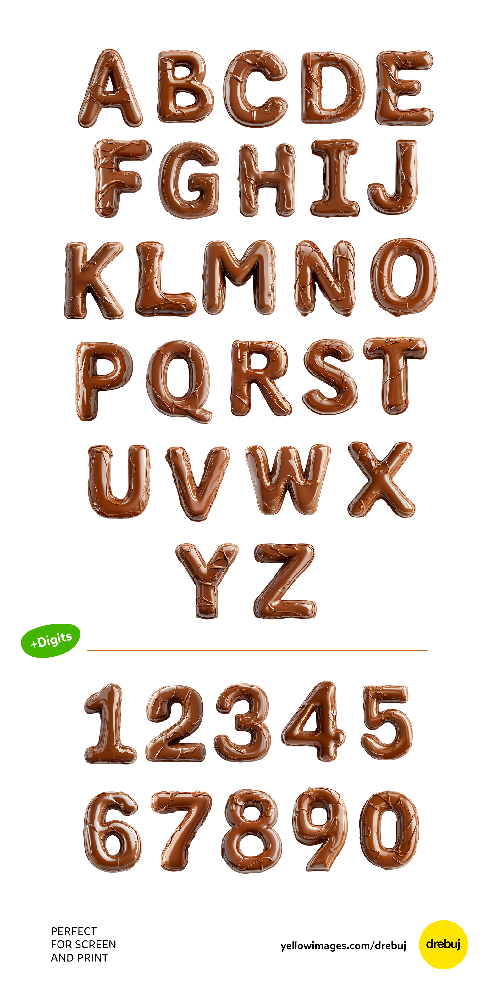 Mister Chocolate Font : Geometric 3D Alphabet PNG