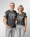Senior Couple Wearing T-shirt and Jeans Mockup