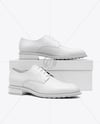 Pair of Women's Derby Shoes with Shoe Box Mockup