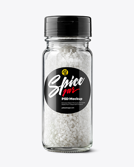 Glass Jar with Coarse Sea Salt Mockup - Realistic mockups