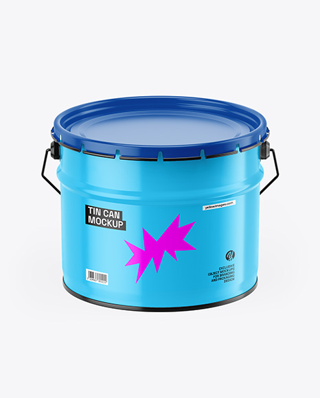 Glossy Tin Can w/ Metallic Handle Mockup