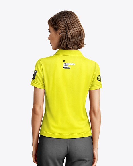 A Woman Wearing a Polo Shirt and Pants Mockup