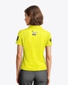 A Woman Wearing a Polo Shirt and Pants Mockup
