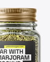 Square Glass Jar with Marjoram Spice Mockup